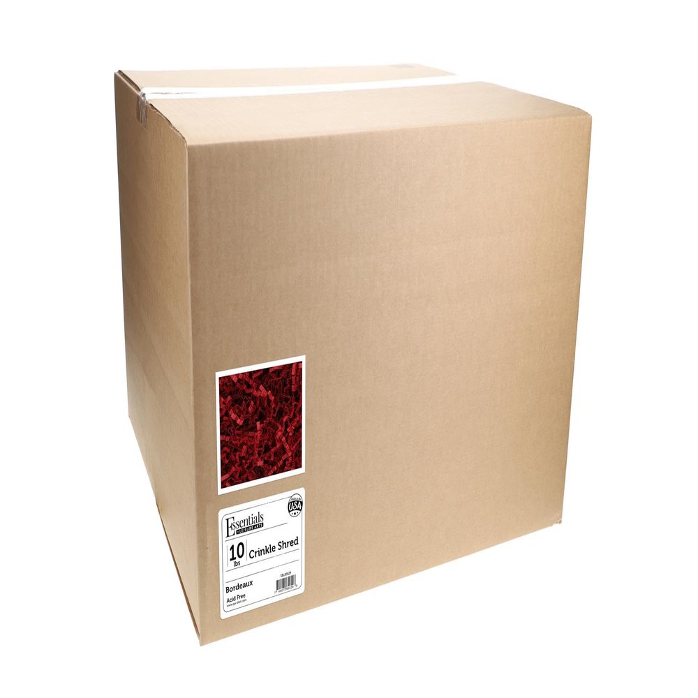 Essentials by Leisure Arts Crinkle Shred Box, Bordeaux, 10lbs Shredded Paper Filler, Crinkle Cut Paper Shred Filler, Box Filler, Shredded Paper for Gift Box, Paper Crinkle Filler, Box Filling