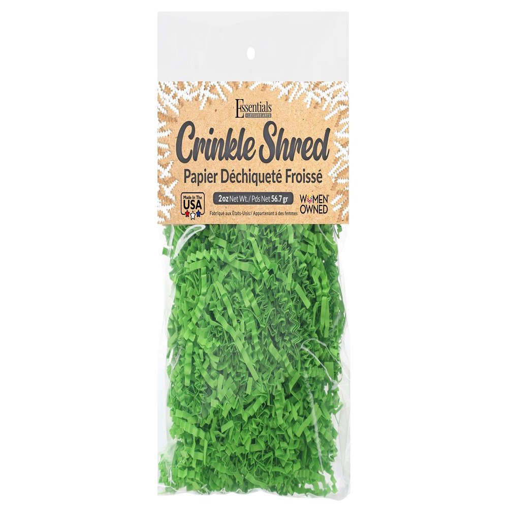 Essentials by Leisure Arts Crinkle Shred Bag, Lime, 2oz Shredded Paper Filler, Crinkle Cut Paper Shred Filler, Box Filler, Shredded Paper for Gift Box, Paper Crinkle Filler, Box Filling