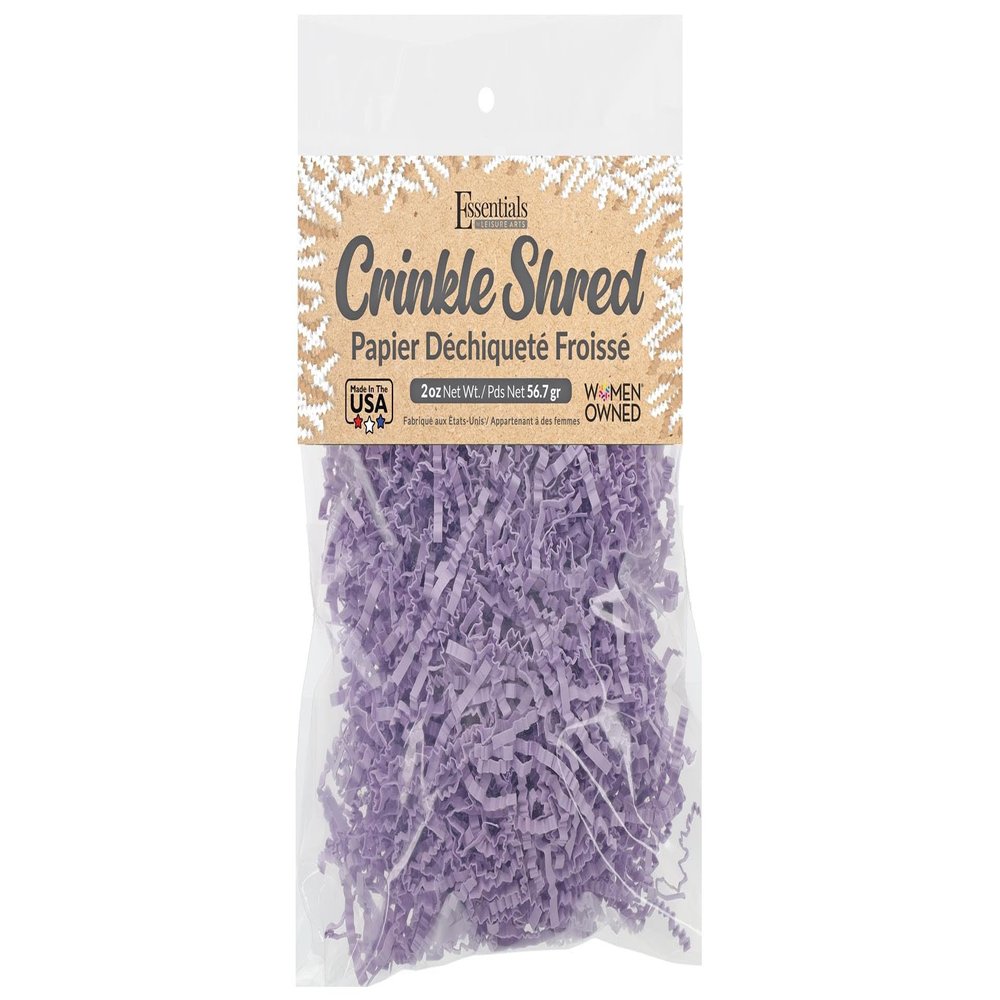 Essentials by Leisure Arts Crinkle Shred Bag, Light Lavender, 2oz Shredded Paper Filler, Crinkle Cut Paper Shred Filler, Box Filler, Shredded Paper for Gift Box, Paper Crinkle Filler, Box Filling