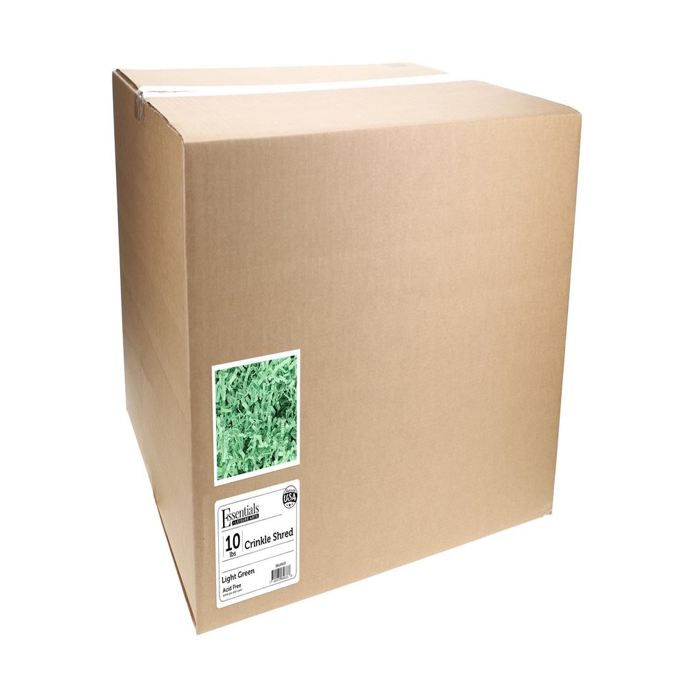 Essentials by Leisure Arts Crinkle Shred Box, Light Green, 10lbs Shredded Paper Filler, Crinkle Cut Paper Shred Filler, Box Filler, Shredded Paper for Gift Box, Paper Crinkle Filler, Box Filling