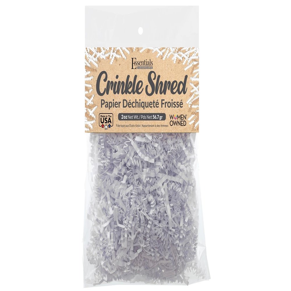 Essentials by Leisure Arts Crinkle Shred Bag, White, 2oz Shredded Paper Filler, Crinkle Cut Paper Shred Filler, Box Filler, Shredded Paper for Gift Box, Paper Crinkle Filler, Box Filling