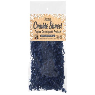 Essentials by Leisure Arts Crinkle Shred Bag, Navy Blue, 2oz Shredded Paper Filler, Crinkle Cut Paper Shred Filler, Box Filler, Shredded Paper for Gift Box, Paper Crinkle Filler, Box Filling