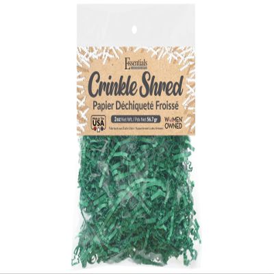 Essentials by Leisure Arts Crinkle Shred Bag, Emerald, 2oz Shredded Paper Filler, Crinkle Cut Paper Shred Filler, Box Filler, Shredded Paper for Gift Box, Paper Crinkle Filler, Box Filling