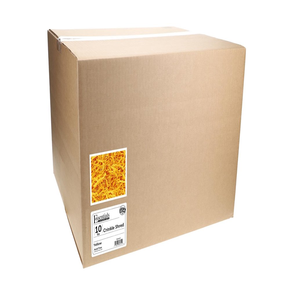 Essentials by Leisure Arts Crinkle Shred Box, Yellow, 10lbs Shredded Paper Filler, Crinkle Cut Paper Shred Filler, Box Filler, Shredded Paper for Gift Box, Paper Crinkle Filler, Box Filling