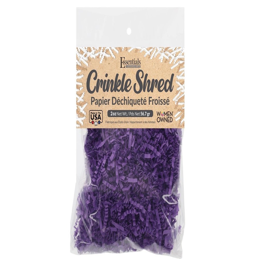 Essentials by Leisure Arts Crinkle Shred Bag, Purple, 2oz Shredded Paper Filler, Crinkle Cut Paper Shred Filler, Box Filler, Shredded Paper for Gift Box, Paper Crinkle Filler, Box Filling