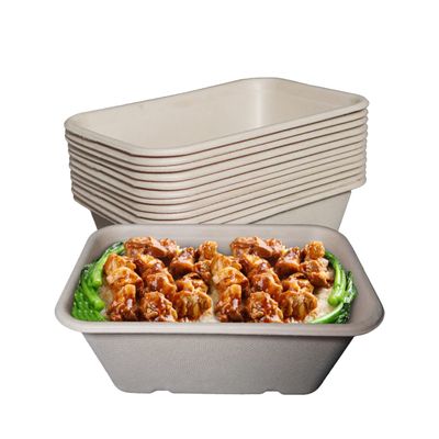 EcoQuality 34oz Disposable Bowls - Rectangular Compostable Sugarcane Fiber Biodegradable Paper Bowls Eco-Friendly Oblong Take Out Food Containers, Food Storage, Microwave Safe, Meal Prep (100 PACK)