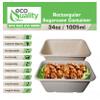 EcoQuality 34oz Disposable Bowls - Rectangular Compostable Sugarcane Fiber Biodegradable Paper Bowls Eco-Friendly Oblong Take Out Food Containers, Food Storage, Microwave Safe, Meal Prep (100 PACK) view 2