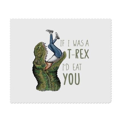 Azeeda 2 x 'Funny Dinosaur Eating Man' Microfibre Lens/Glasses Cleaning Cloths (LC00020640)