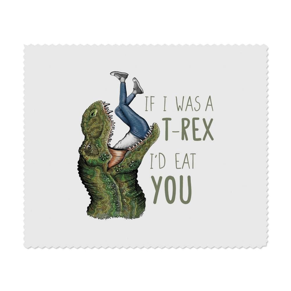 Azeeda 2 x 'Funny Dinosaur Eating Man' Microfibre Lens/Glasses Cleaning Cloths (LC00020640)