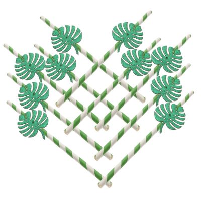 BESTonZON 10pcs Monstera Leaf Straw Summer Decorations Cactus Decorations Decorations Decorative Straws Monstera Leaf Straws Luau Drinks Straws Drinking Straws Party Disposable Straws