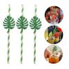 BESTonZON 10pcs Monstera Leaf Straw Summer Decorations Cactus Decorations Decorations Decorative Straws Monstera Leaf Straws Luau Drinks Straws Drinking Straws Party Disposable Straws view 3