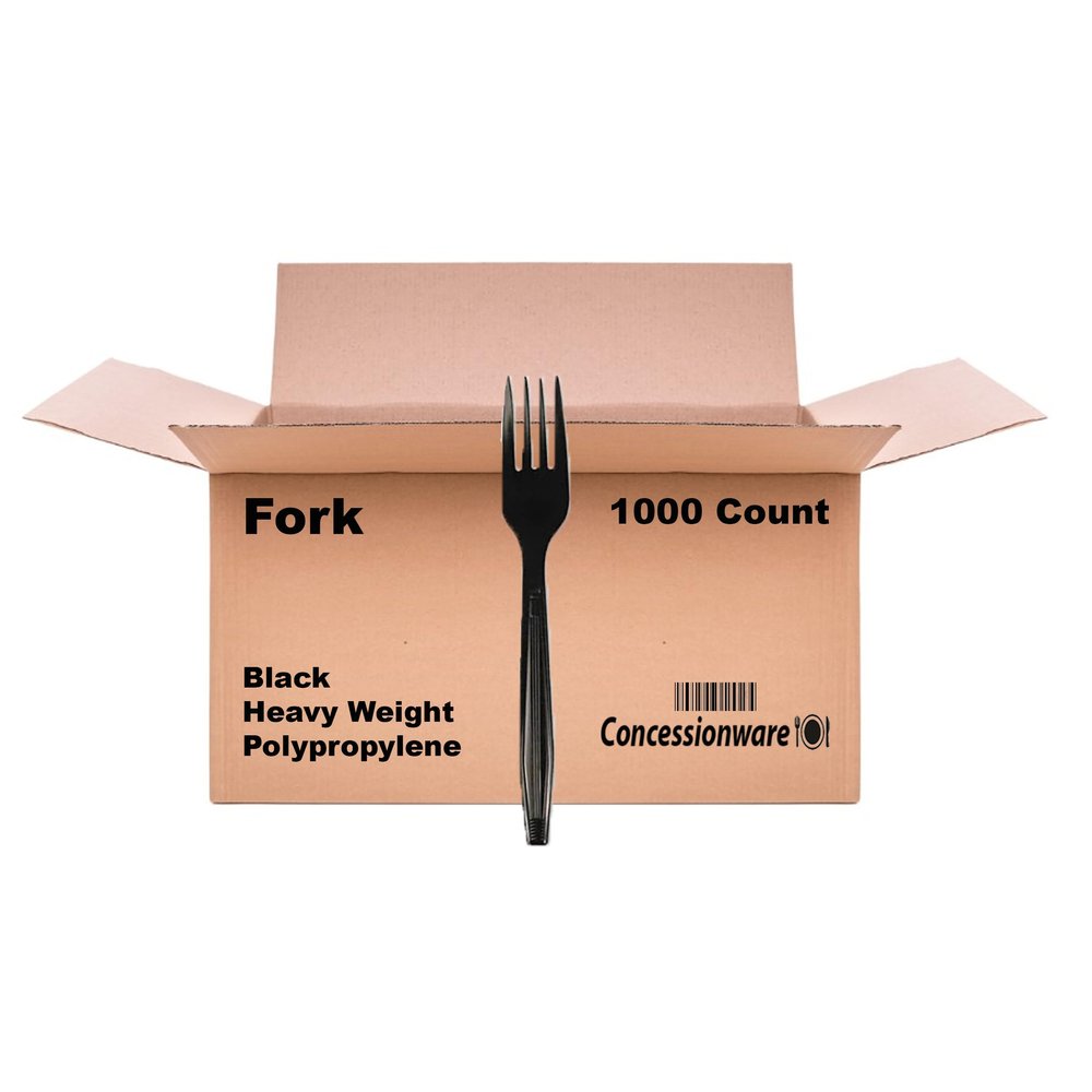 Concessionaire Heavy Weight Disposable Fork, Black (Case of 1,000)