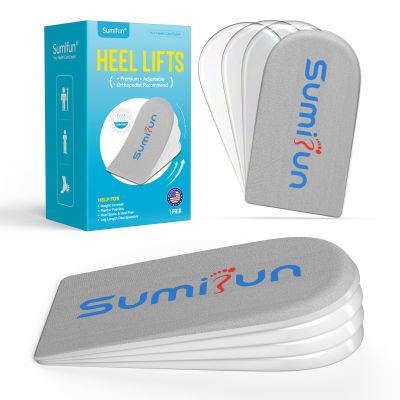 Sumifun Heel Lift, 4-Layer 1 Inch Gel Shoe Lifts for Women Uneven Legs, Adjustable Orthopedic Heel Lifts for Heel Pain and Leg Length Discrepancy, Heel Wedge Inserts 1/4" 1/2" 3/4" (Size L, Gray)