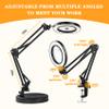 10X Magnifying Glass with Light and Stand Desk Magnifying Glass Light Table Loupe with Heavy Base 3 Color Dimmable LED Lamp for Close Work Precision Machinery Repair Reading Craft view 4