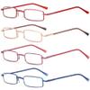 REAVEE 4 Pack Slim Pen Reading Glasses for Women Stylish Small Metal Tube Readers Spring Hinge with Portable Clip Case, Red Gold Pink Blue 3.75 view 2
