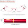 REAVEE 4 Pack Slim Pen Reading Glasses for Women Stylish Small Metal Tube Readers Spring Hinge with Portable Clip Case, Red Gold Pink Blue 3.75 view 4