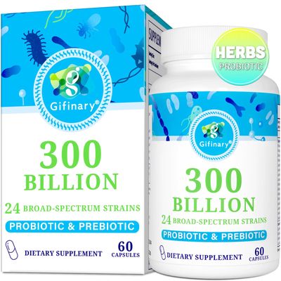 Probiotics for Women & Men - 300 Billion CFU, 24 Strains Probiotics + 15 Organic Herbs Prebiotics for Digestive, Gut Health, Immune, Constipation, Diarrhea & Whole-Body Health - 2 Months Supply