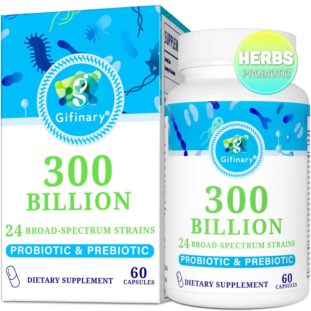 Probiotics for Women & Men - 300 Billion CFU, 24 Strains Probiotics + 15 Organic Herbs Prebiotics for Digestive, Gut Health, Immune, Constipation, Diarrhea & Whole-Body Health - 2 Months Supply