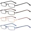 REAVEE 4 Pack Slim Pen Reading Glasses Small Tube Readers for Men Women Spring Hinged with Portable Clip Case, Black Brown Gold Blue 3.25 view 2