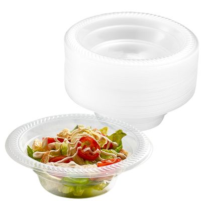 PLASTICPRO 80 Pack Clear Plastic Soup Bowls 12 oz Bulk Pack Durable Disposable Plastic Bowls for Parties Events BBQ