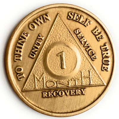 1 Month AA Medallion Traditional Style Raised Center 30 Day Sobriety Chip