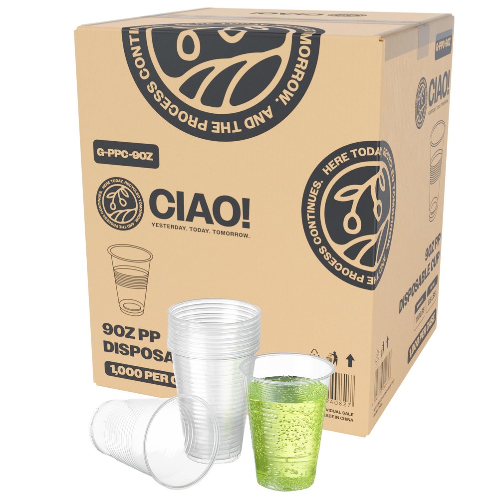 CIAO! 9OZ Polypropylene Ribbed Disposable Cup (Case of 1,000)
