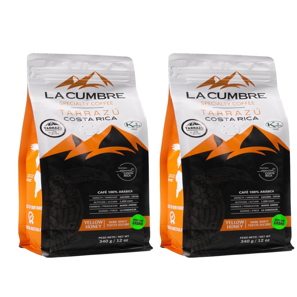 La Cumbre Specialty Coffee Whole Bean Medium Roast, Arabica Beans, Low Acid, Gourmet Whole Bean, Vegan, Kosher & Keto Friendly, Yellow Honey Process 12 oz, 2 Pack