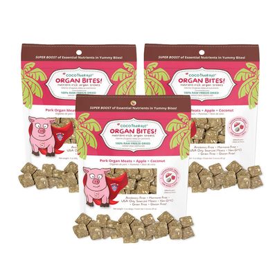 CocoTherapy Pork Organ Bites 3 Pack, 3 Ounces Each