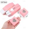 AUEAR, 50 Pack of Kraft Gift Boxes with Clear Plastic Heart Window 2x2x2 inch Pink Treat for Cake Candy Cookies Dessert view 2