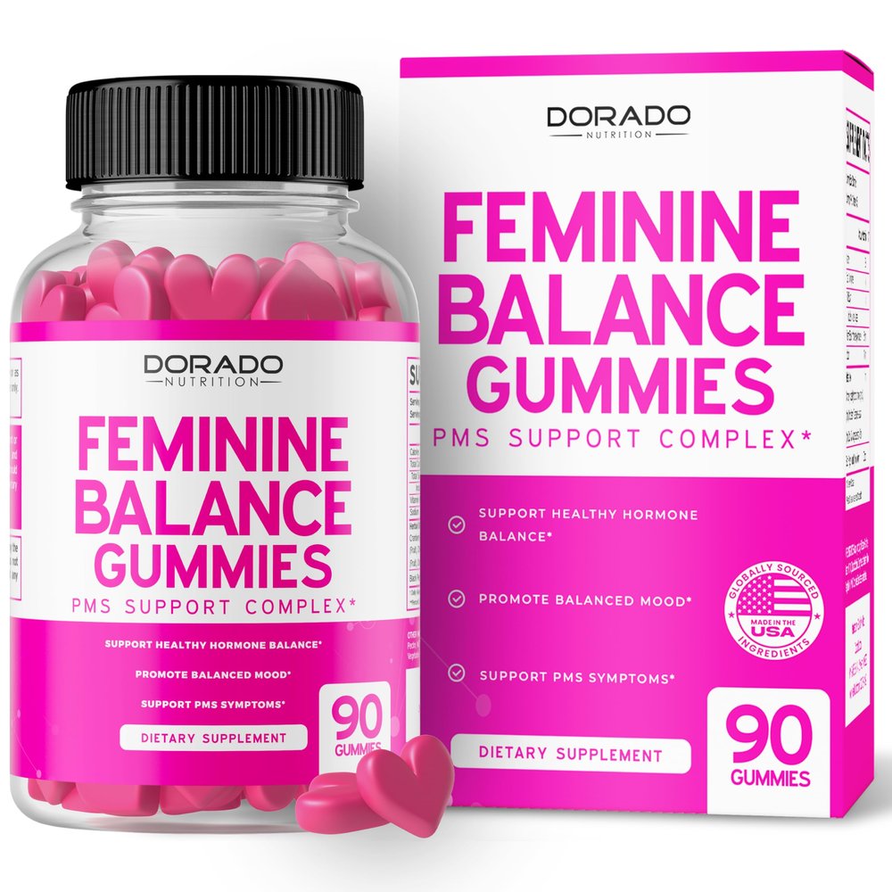 Feminine Balance For Women Gummies & PMS Gummies (90 Count) - Natural Feminine Balance for Women - Cramps, Bloating, Mood Swings, Hot Flashes - Formulated with Cranberry, Dong Quai & Chasteberry