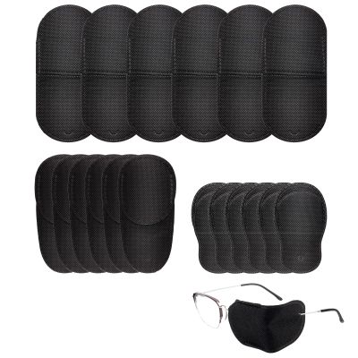 18pcs Glasses Eye Patches, 3 Sizes & Styles Eye Patch for Glasses Reusable Eye Patches Multifunctional Eye Patches for Lazy Eye for Kids Adults (Black)