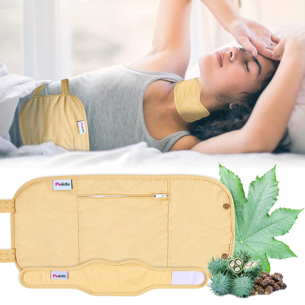 Pedobi 2 Pack Organic Cotton Castor Oil Pack Wrap, Reusable & Highly Absorbent Castor Oil Compress Anti Oil Leak