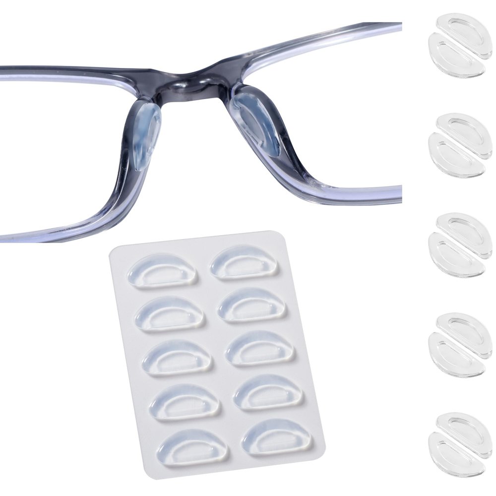 Eyeglass Nose Pads-Upgraded Soft Silicone Adhesive Glasses Nose Pad, Anti-Slip Nose Pads for Glasses Full Plastic Frames Sunglasses (5 Clear Pairs)