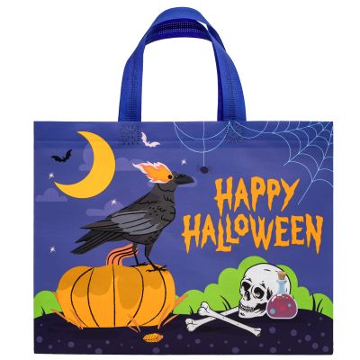 Loveinside Halloween Medium Recycled Gifts Bags with Handles, Reusable Halloween Party Gift Bag, Shopping Bag - 13" x 5" x 10", 1 Pcs, Crow Design