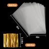 Augshy Cellophane Treat Bags - 300 Pcs, 4x9 Inches, 320 Twist Ties, 1.4 mils Thick OPP Plastic for Packaging Candies, Dessert, Bakery, Cookies view 2