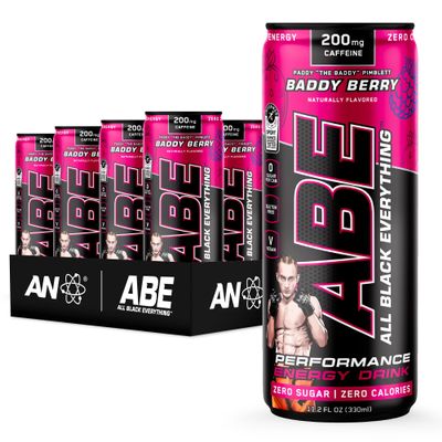 All Black Everything Performance Energy Drink | Zero Calories, Sugar Free | 200mg Caffeine | Beta Alanine & Citrulline | Pre-Workout Sport Drink for Men & Women | Baddy Berry | 12 Pack