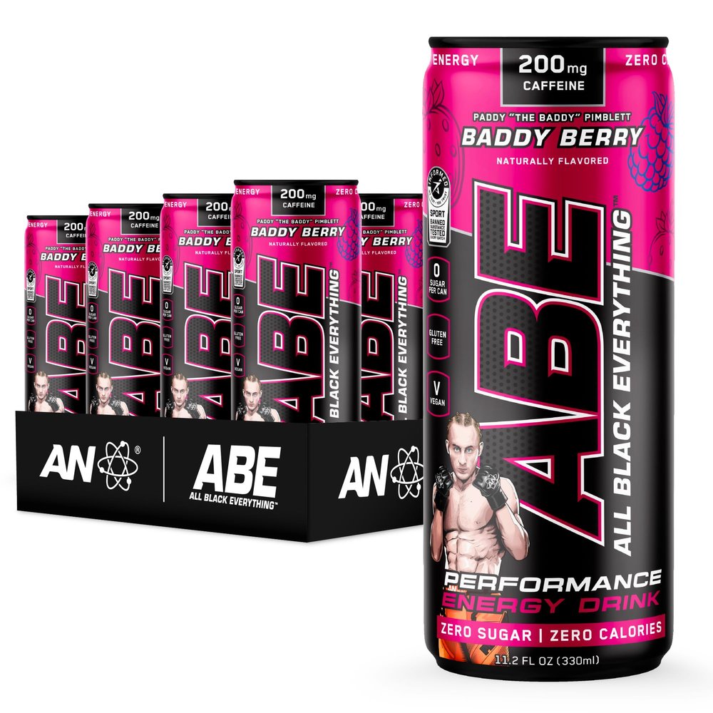 All Black Everything Performance Energy Drink | Zero Calories, Sugar Free | 200mg Caffeine | Beta Alanine & Citrulline | Pre-Workout Sport Drink for Men & Women | Baddy Berry | 12 Pack