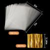 Augshy Cellophane Treat Bags, 300 Pcs 5x7 Inches Treat Cello Bags for lollipop with 320 Twist Ties, 1.4 mils Thickness OPP Plastic Bags for Packaging Candies, Dessert, Bakery, Cookies, Chocolate view 2
