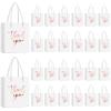Honoson 60 Pcs Mini Thank You Gift Bag with Handle Bulk 4 x 2.75 x 4.5'' Small Paper Foil Bag for Valentines Day Wedding Gift Wrapping Birthday Party(Rose Gold and White) view 1