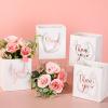 Honoson 60 Pcs Mini Thank You Gift Bag with Handle Bulk 4 x 2.75 x 4.5'' Small Paper Foil Bag for Valentines Day Wedding Gift Wrapping Birthday Party(Rose Gold and White) view 2