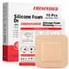 FRESINIDER Silicone Foam Dressing with Adhesive Border, 10 Pack, 2 x 2 Small Foam Wound Dressings, Gentle Silicone Adhesion, Breathable & Comfortable, for Minor Cuts, Burns & Post-Surgical Care view 1