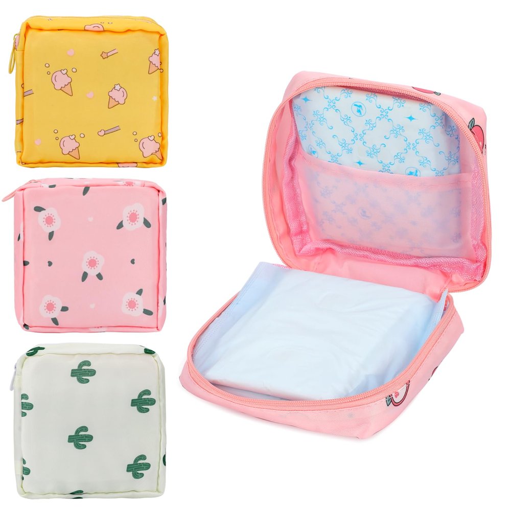 4 Pieces Sanitary Napkin Storage Bag, Period Bag, Period Pouch, Feminine Menstrual Pad Bag Portable Nylon Oxford Cloth Menstrual Cup Pouch for Teen Girls Women Ladies