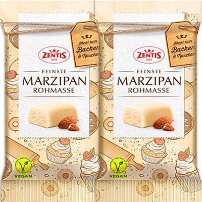 Zentis Fein Marzipan Raw Mass 2x200 g (14.11 Oz) - Almond Marzipan for Baking, Decorating, Shaping and Cooking/Germany