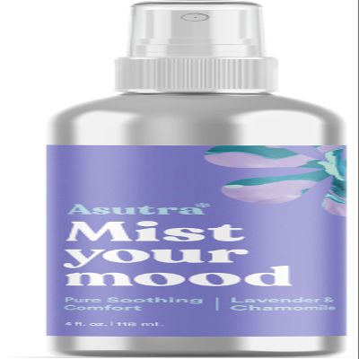 ASUTRA Multi-Use Essential Oil Aromatherapy Pillow Spray (Lavender & Chamomile), 4 fl oz Aluminum Bottle  Mist for Face, Body, Rooms & Linens  Car, Fabric, and Bathroom Freshener
