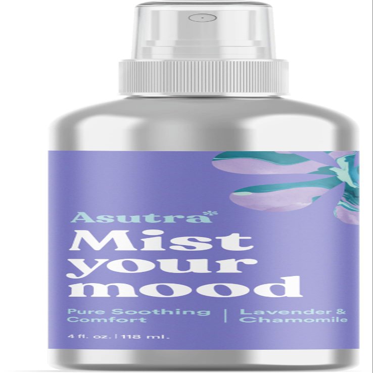 ASUTRA Multi-Use Essential Oil Aromatherapy Pillow Spray (Lavender & Chamomile), 4 fl oz Aluminum Bottle  Mist for Face, Body, Rooms & Linens  Car, Fabric, and Bathroom Freshener