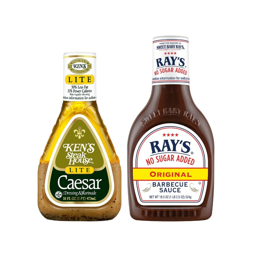 Ken's Steak House Variety, 1 Ken's Steak House Lite Ceasar Dressing, 16 FL OZ, 1 Sweet Baby Ray's Barbecue Sauce No Sugar Added, Original, 18.5 OZ, 1 CT