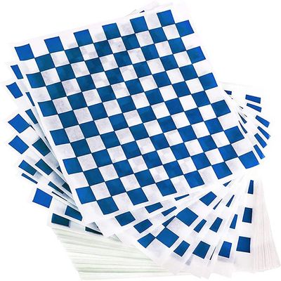 Deli Sandwich Wraps Basket Liners and Food Wrapping Liner Papers by Feronia Packaging of 10 pack (Blue Checked)