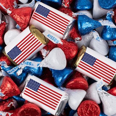 124 Pcs Patriotic Candy Red Silver & Blue Chocolate Mix (1.52 lb) - By Just Candy
