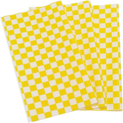 Deli Sandwich Wraps Basket Liners and Food Wrapping Liner Papers by Feronia Packaging of 10 pack (Yellow Checked)