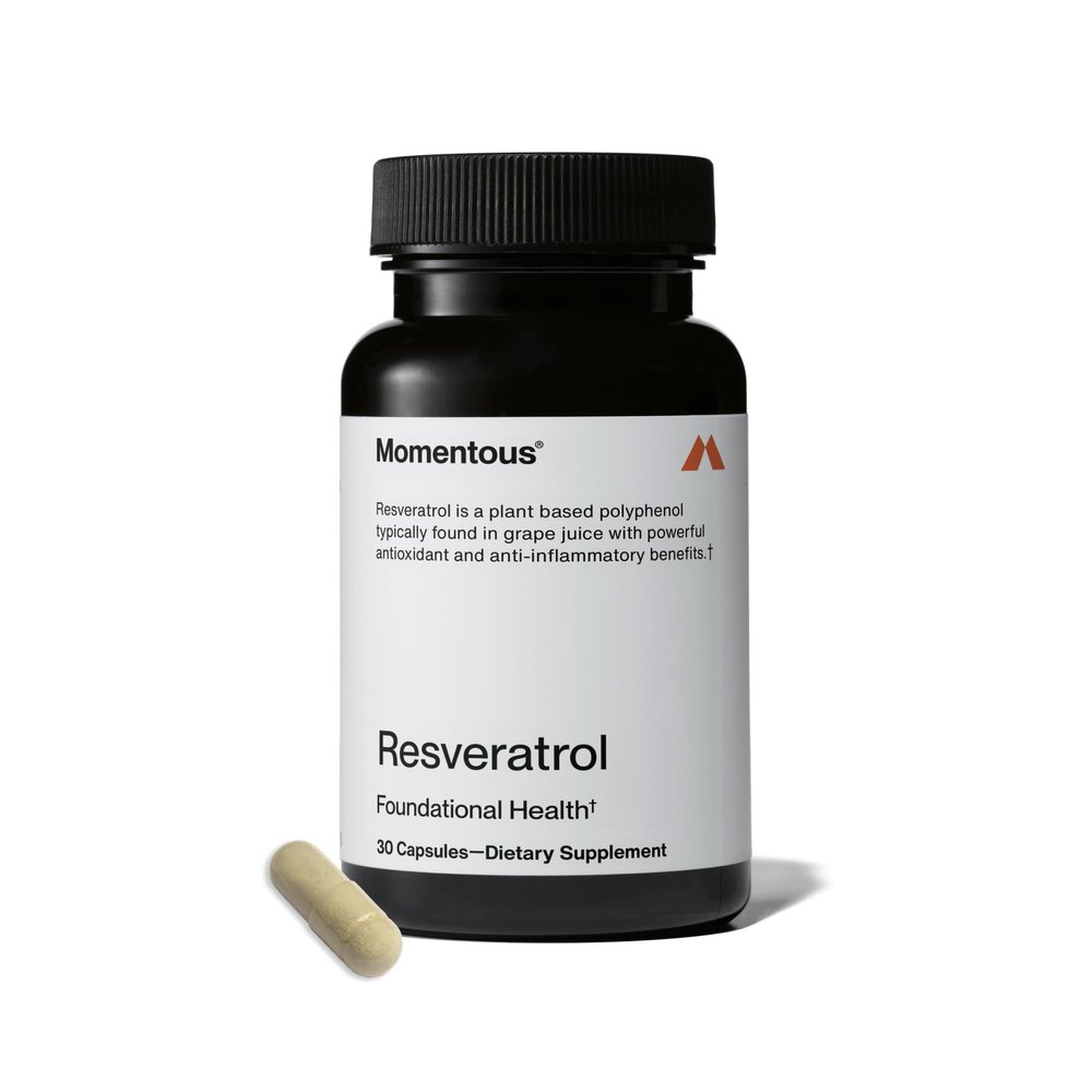Momentous Resveratrol Supplement 450 mg - Trans-Resveratrol for Healthy Aging, Brain, & Heart Support - NSF Certified for Sport - GMO- & Gluten-Free - 30 Servings